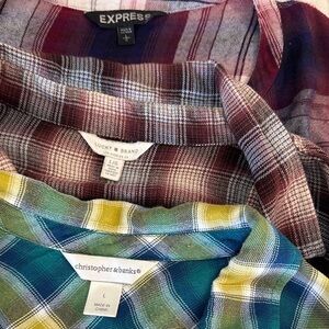 Lucky Brand Women's Plaid Button-Down Shirt in Burgundy and White
